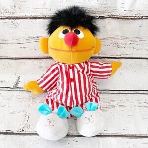 TYCO Giggle With Ernie Sesame Street Talking Plush 1996 Vintage Striped Pajamas